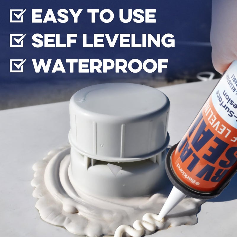 Berkland [2 Pack] RV Roof Sealant – [10 oz] Professional Self-Leveling Lap Caulk for Roof Leak Repair, Crack Sealing, UV & Weather Resistant, Easy Application White Sealant for RV, Camper, Trailer, Motorhome - Image 3